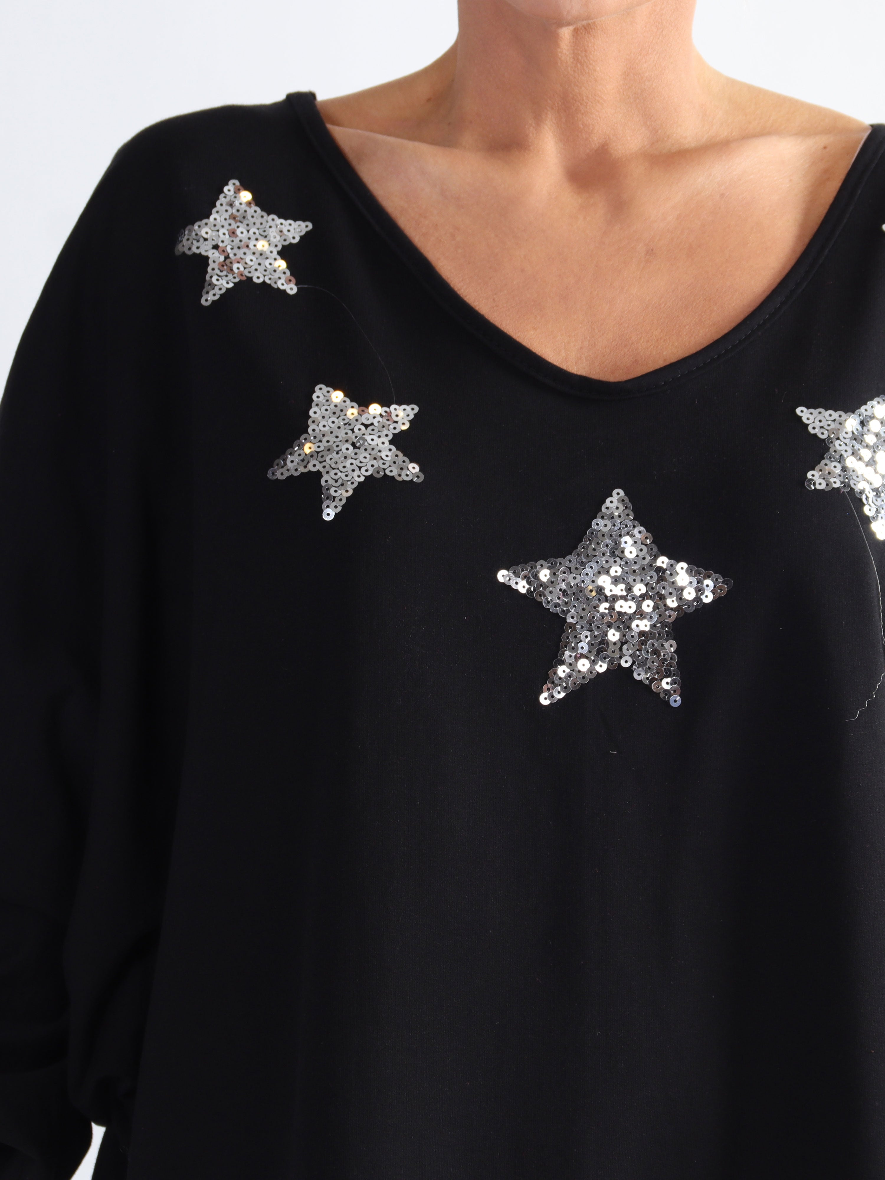 Torino - Plus size joggingkjole med stjerner af pailletter